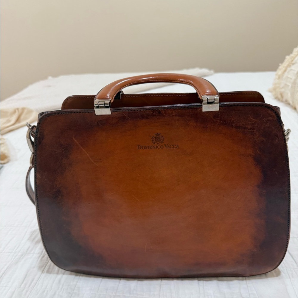 Brown Leather Shoulder Bag with Structured Design
